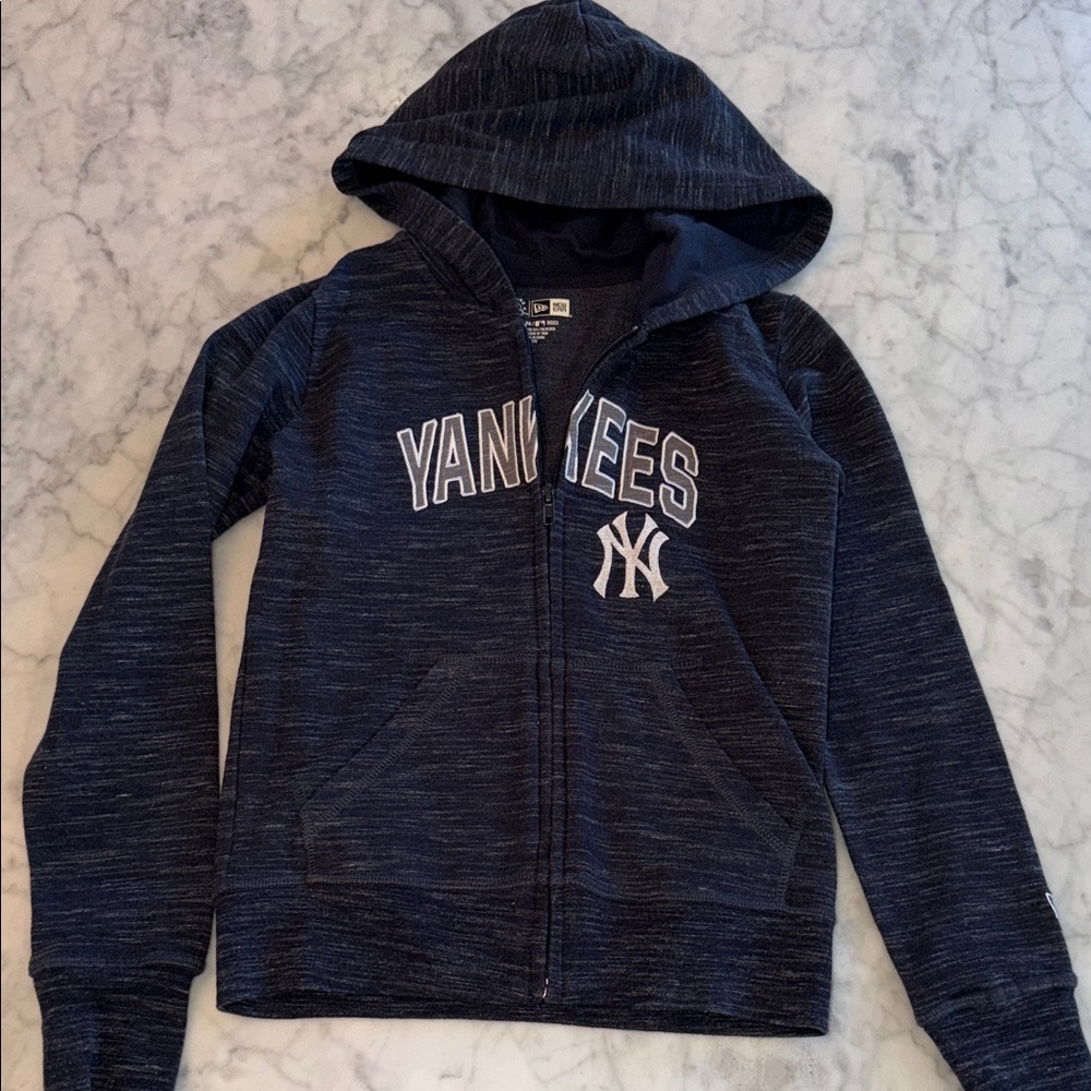 New Era Dark Blue Yankees Zip-Up Hoodie 7/8